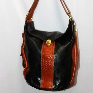 Marino Orlandi Bucket Brown and Black Leather Shoulder Bag